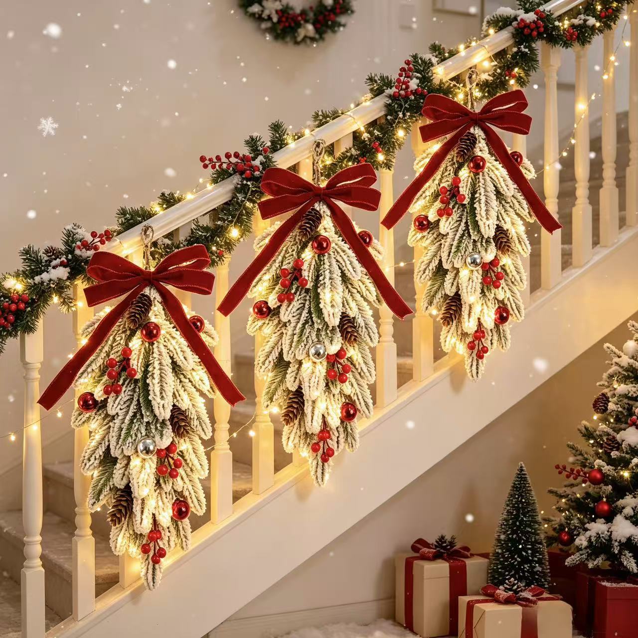 Pendant Lighting Christmas Decor - 45CM Christmas Wreath Pendant - Atmosphere