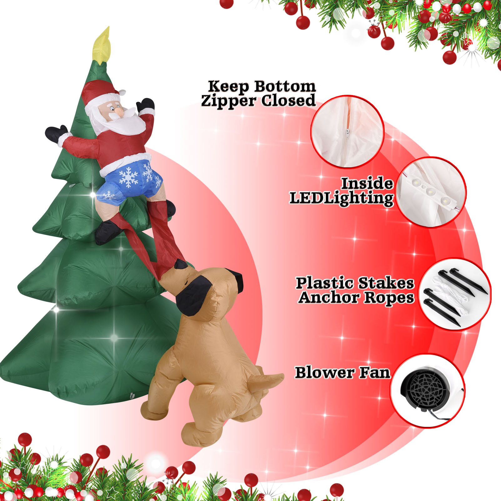 Christmas Inflatable Dog  w/Sa - đánh giá và giá Lighting Tree Decor