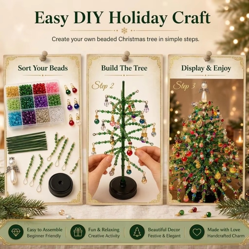DIY Beaded Christmas Tree Kit  - đánh giá và giá Lighting Tree Decor