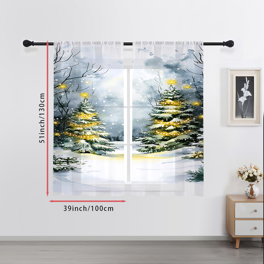 2PCS Sheer Curtains Watercolor - đánh giá và giá Lighting Tree Decor
