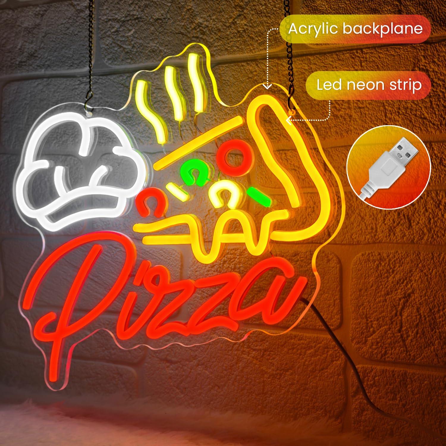 Pizza Neon Sign Colorful Pizza - đánh giá và giá Led Lighting Wall Decor