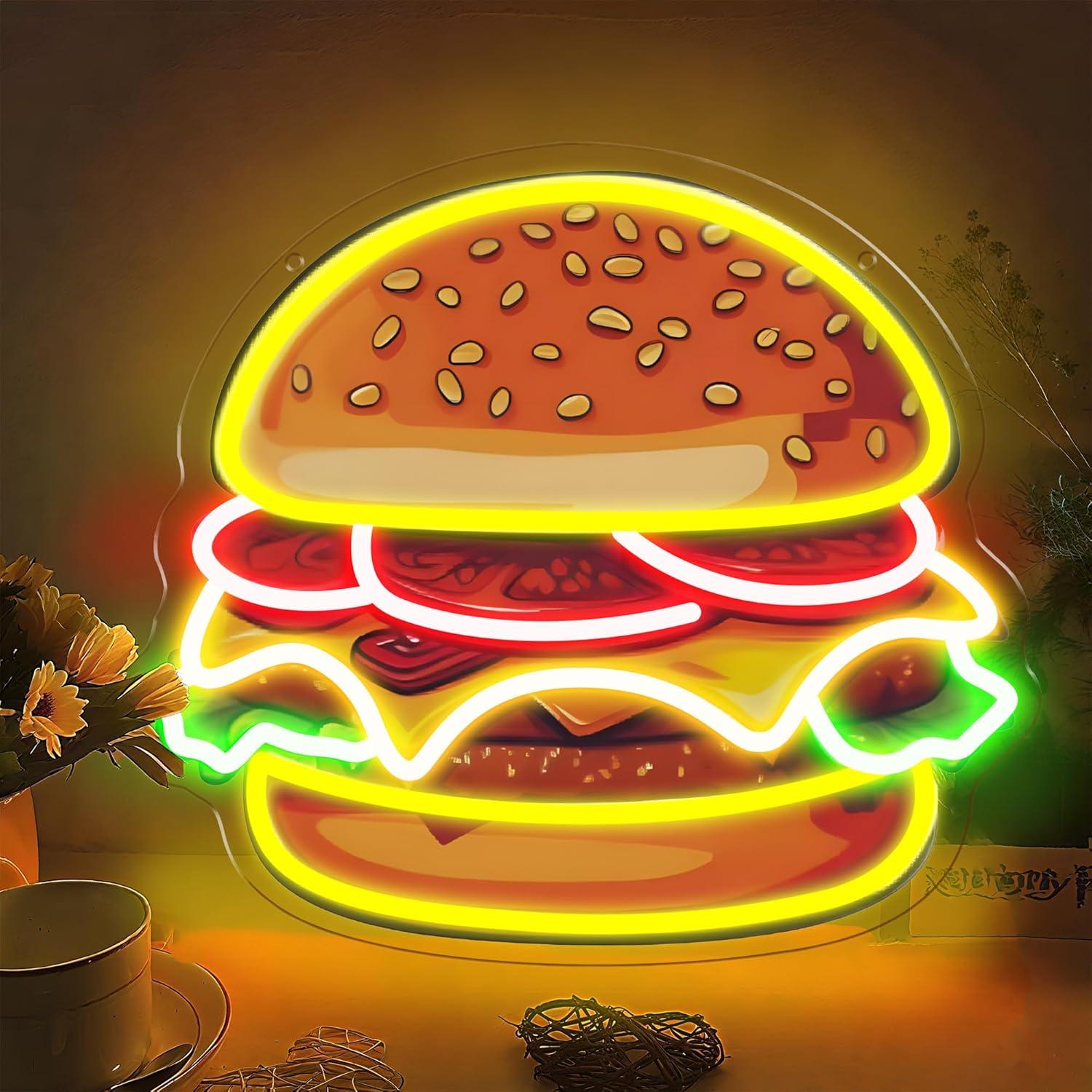 Burger Neon Sign LED Hamburger - đánh giá và giá Led Lighting Wall Decor