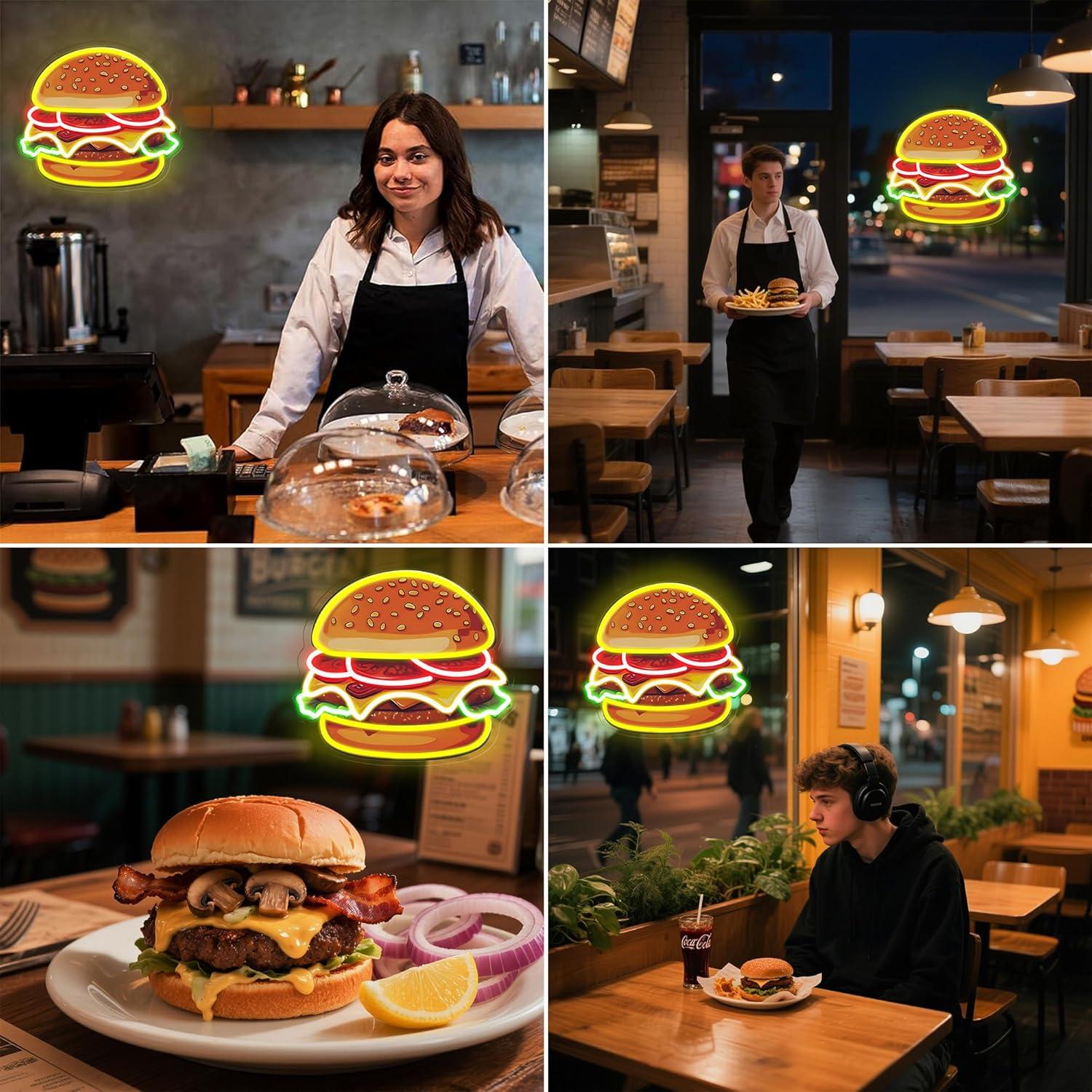 Burger Neon Sign LED Hamburger - đánh giá và giá Led Lighting Wall Decor